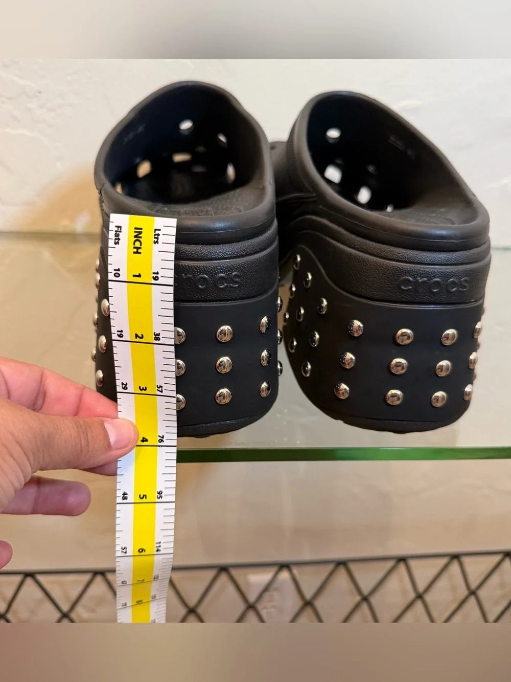Crocs Black Platform Clogs with Studded Heel – Brand New